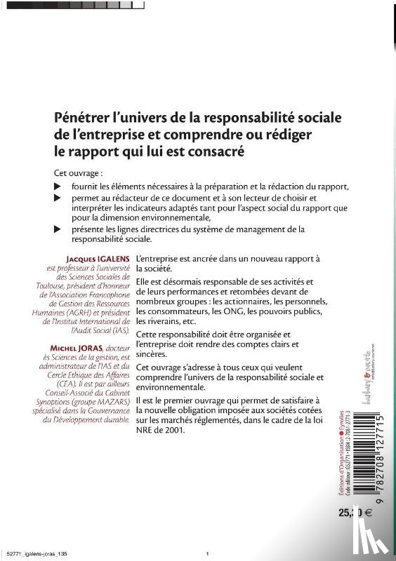 Igalens, Jacques, Joras, Michel - La responsabilite sociale de l'entreprise