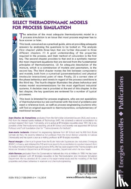 De Hemptinne, Jean-Charles, Ledanois, Jean-Marie, Mougin, Pascal - Select Thermodynamic Models for Process Simulation