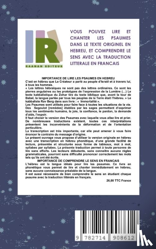 Raanan, Yaakov - PSAUMES TEHILIM Hebreu-Phonetique-Francais