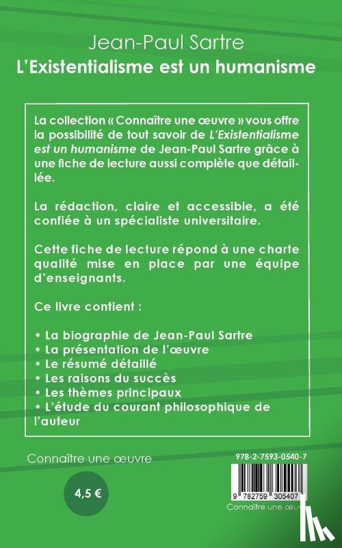 Sartre, Jean-Paul - Fiche de lecture L'Existentialisme est un humanisme de Jean-Paul Sartre (analyse litteraire de reference et resume complet)