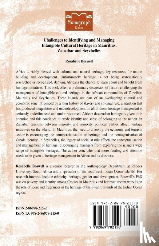 Boswell, Rosabelle - Challenges to Identifying and Managing Intangible Cultural Heritage in Mauritius, Zanzibar and Seychelles