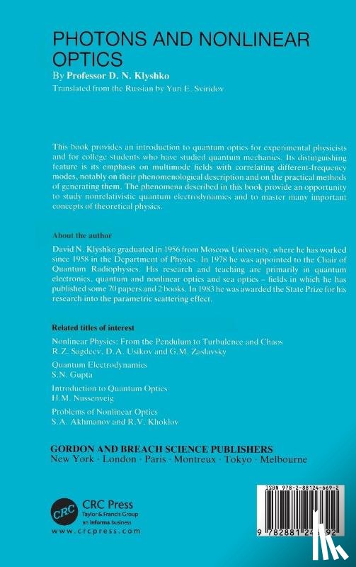 Klyshko, D.N. - Photons Nonlinear Optics
