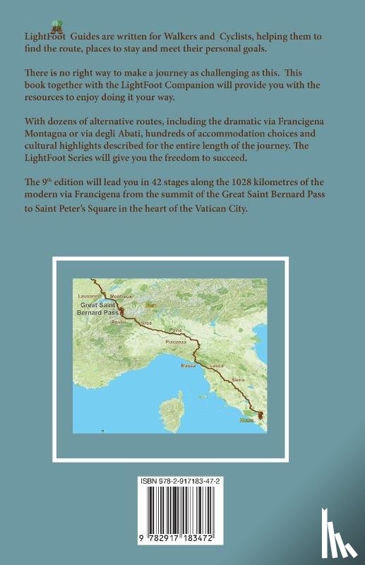 Chinn, Paul, Gallard, Babette - The LightFoot Guide to the via Francigena - Great Saint Bernard Pass to Saint Peter's Square, Rome - Edition 9