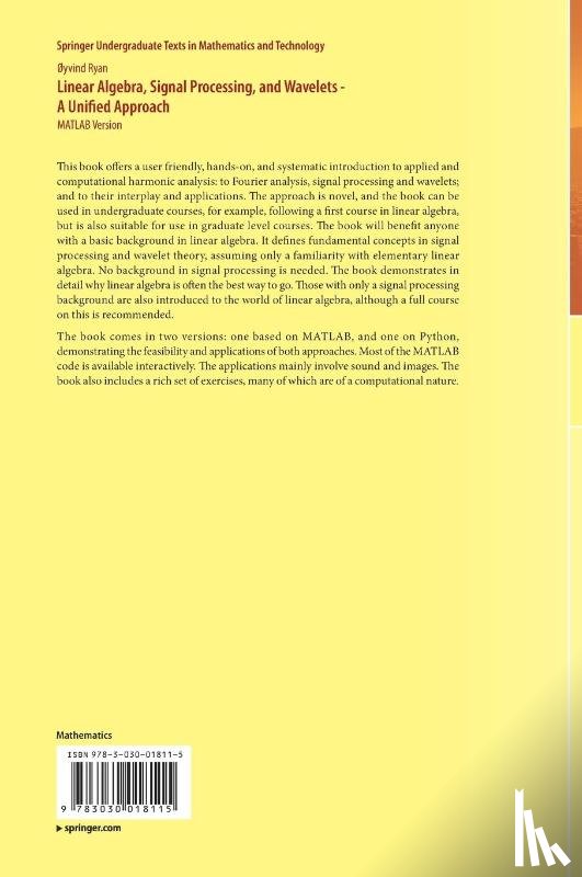 Ryan, Øyvind - Linear Algebra, Signal Processing, and Wavelets - A Unified Approach