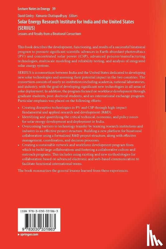  - Solar Energy Research Institute for India and the United States (SERIIUS)