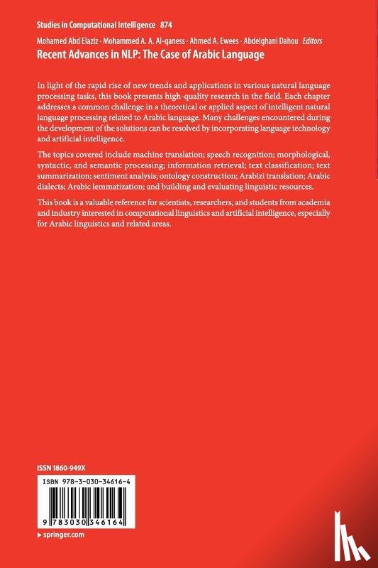  - Recent Advances in NLP: The Case of Arabic Language