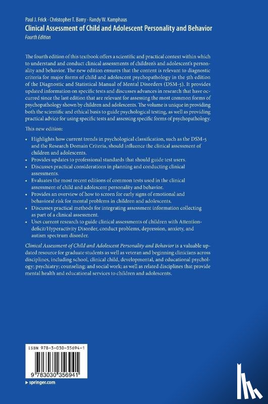Frick, Paul J., Barry, Christopher T., Kamphaus, Randy W. - Clinical Assessment of Child and Adolescent Personality and Behavior