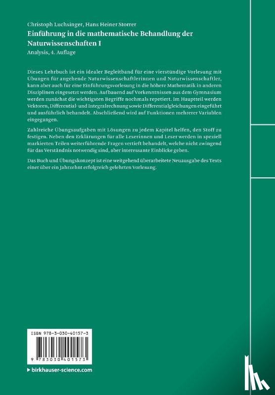 Luchsinger, Christoph, Storrer, Hans Heiner - Einfuhrung in die mathematische Behandlung der Naturwissenschaften I