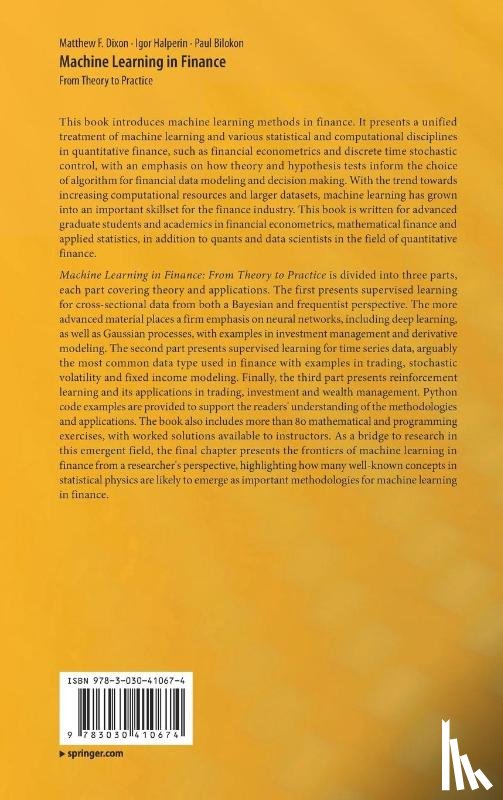 Dixon, Matthew F., Halperin, Igor, Bilokon, Paul - Machine Learning in Finance