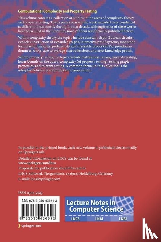  - Computational Complexity and Property Testing