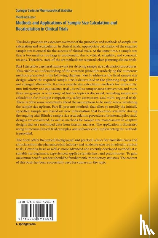 Kieser, Meinhard - Methods and Applications of Sample Size Calculation and Recalculation in Clinical Trials