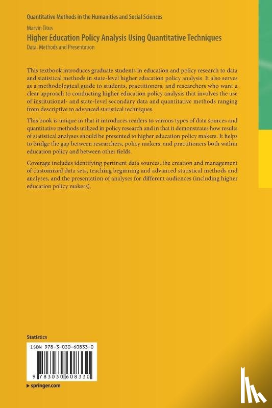Titus, Marvin - Higher Education Policy Analysis Using Quantitative Techniques