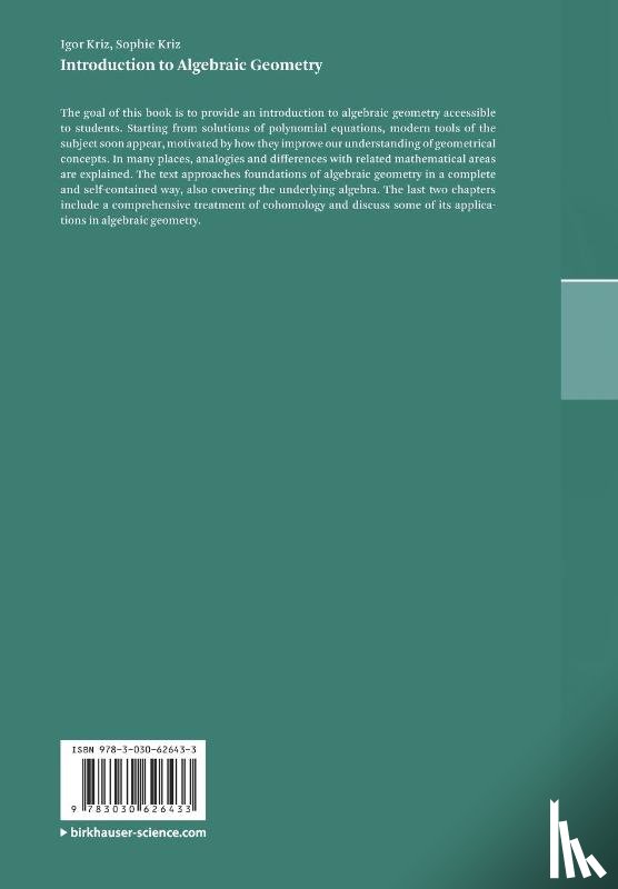 Kriz, Igor, Kriz, Sophie - Introduction to Algebraic Geometry
