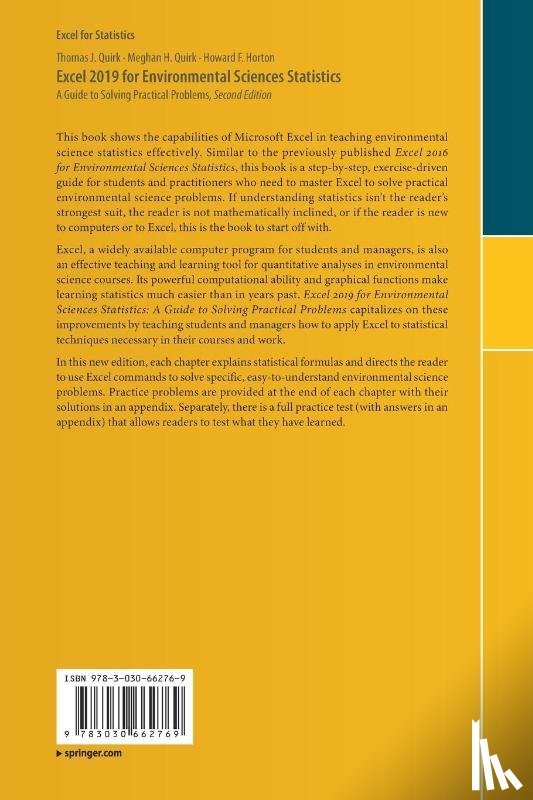 Quirk, Thomas J., Quirk, Meghan H., Horton, Howard F. - Excel 2019 for Environmental Sciences Statistics