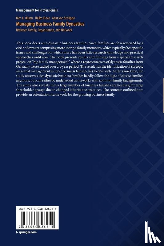 Rusen, Tom A., Kleve, Heiko, von Schlippe, Arist - Managing Business Family Dynasties