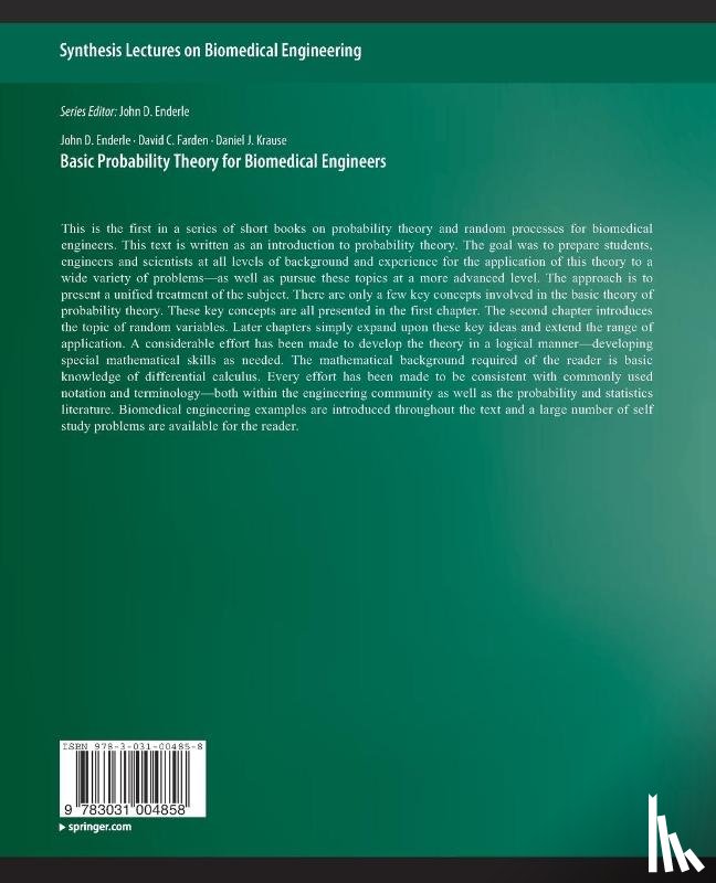 Enderle, John D., Farden, David C., Krause, Daniel J. - Basic Probability Theory for Biomedical Engineers