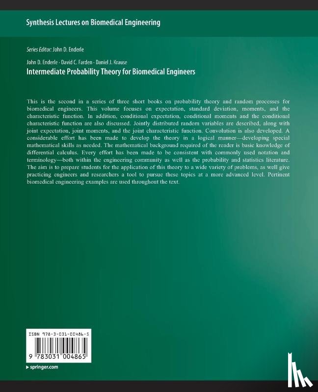Enderle, John D., Farden, David C., Krause, Daniel J. - Intermediate Probability Theory for Biomedical Engineers
