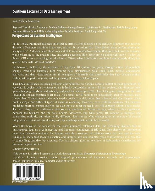 Ng, Raymond T., Mylopoulos, John, Arocena, Patricia C., Barbosa, Denilson - Perspectives on Business Intelligence