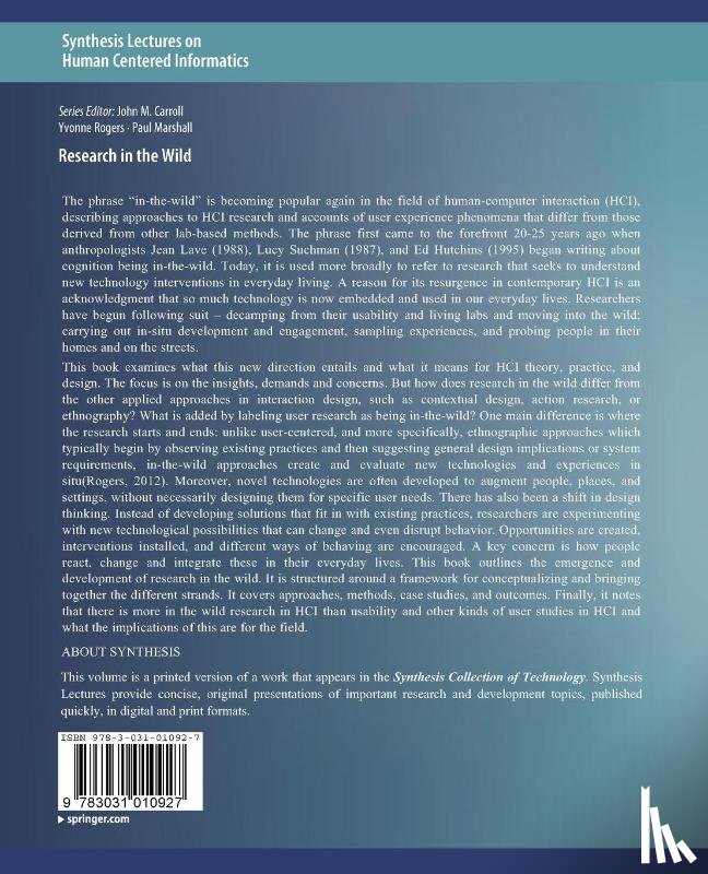 Rogers, Yvonne, Marshall, Paul - Research in the Wild