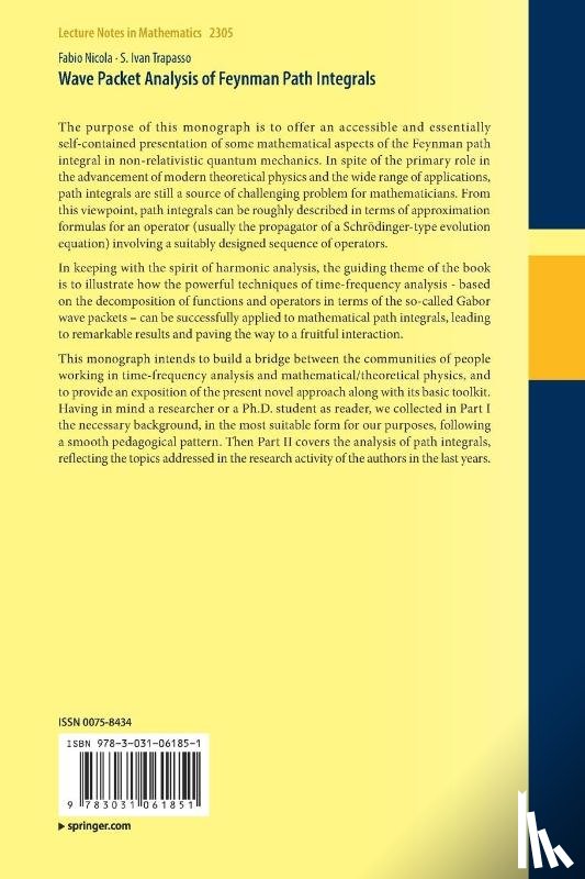 Nicola, Fabio, Trapasso, S. Ivan - Wave Packet Analysis of Feynman Path Integrals