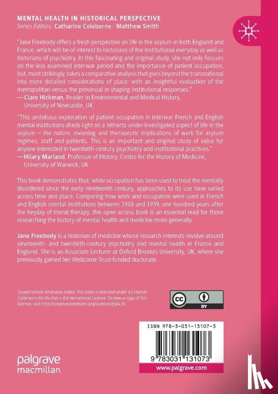 Freebody, Jane - Work and Occupation in French and English Mental Hospitals, c.1918-1939