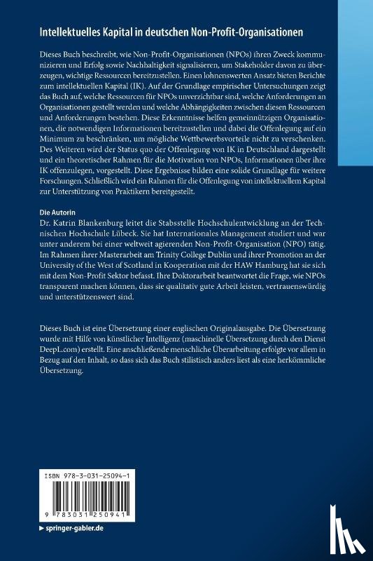 Blankenburg, Katrin - Intellektuelles Kapital in deutschen Non-Profit-Organisationen