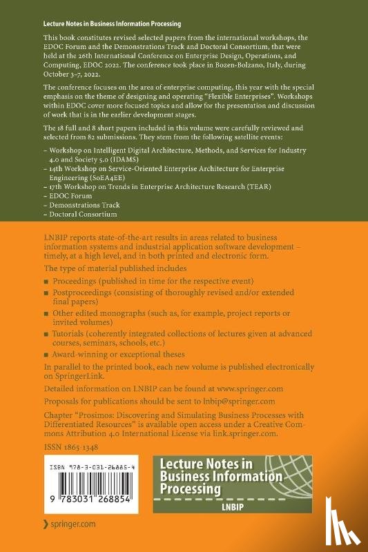  - Enterprise Design, Operations, and Computing. EDOC 2022 Workshops