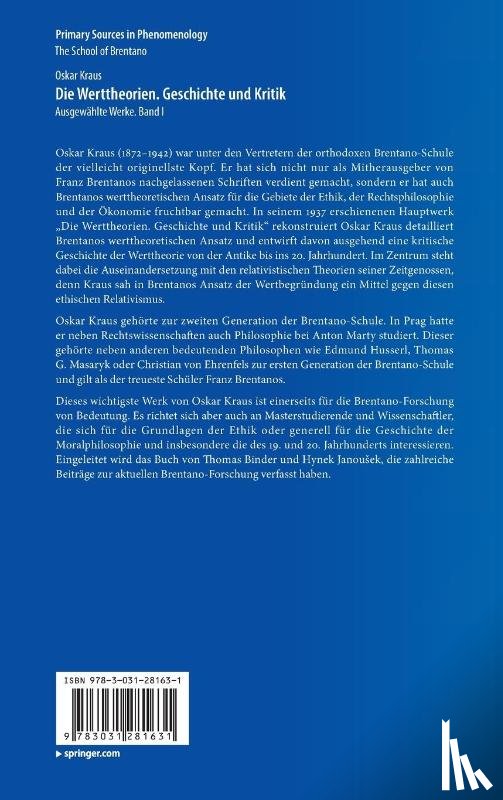 Kraus, Oskar - Die Werttheorien. Geschichte und Kritik