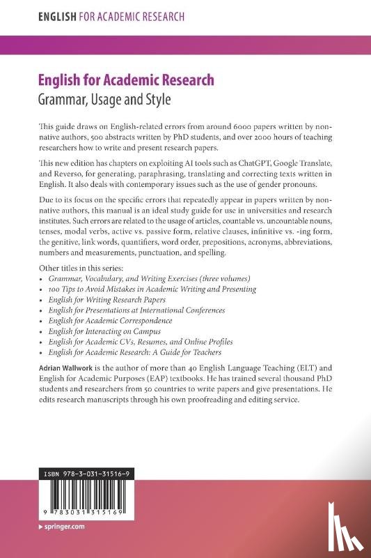 Wallwork, Adrian - English for Academic Research: Grammar, Usage and Style