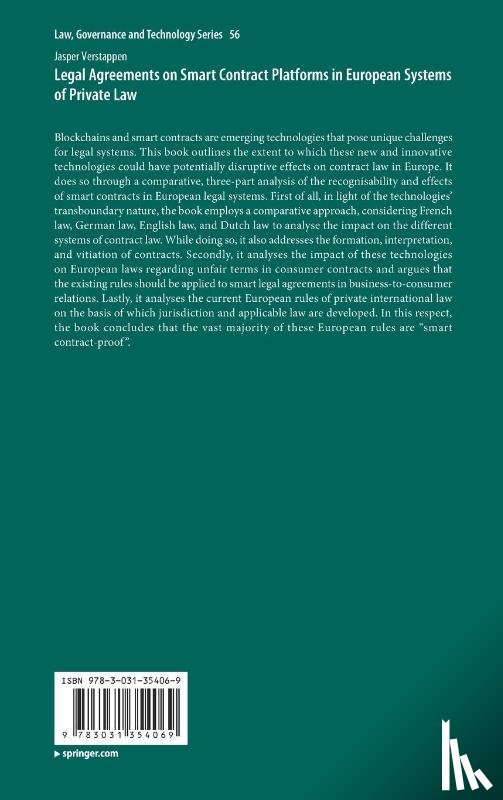 Verstappen, Jasper - Legal Agreements on Smart Contract Platforms in European Systems of Private Law