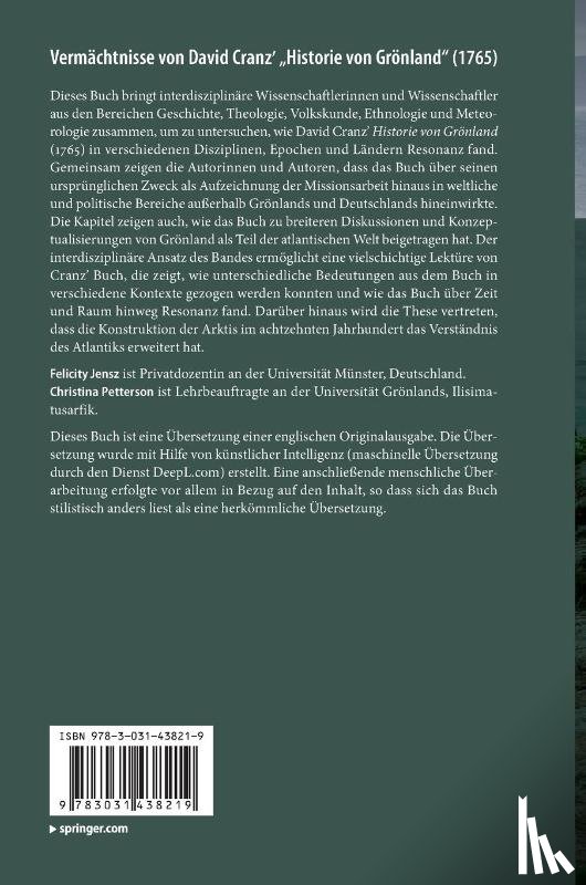  - Vermachtnisse von David Cranz' "Historie von Gronland" (1765)