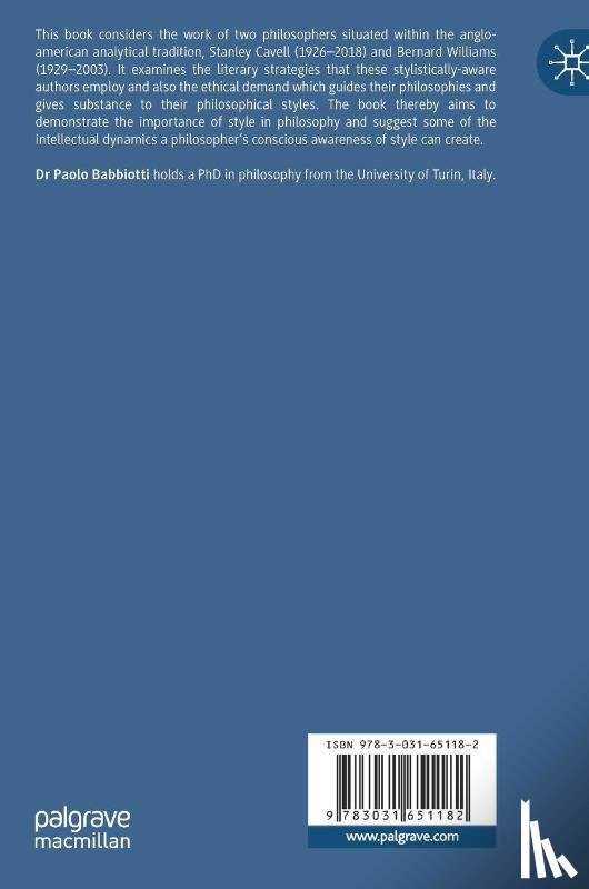 Babbiotti, Paolo - Cavell, Williams and the Question of Style in Philosophy