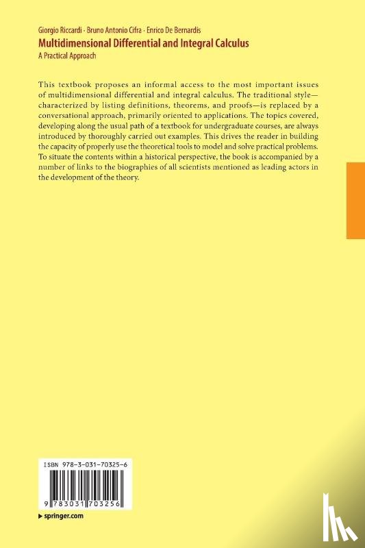 Riccardi, Giorgio, Cifra, Bruno Antonio, De Bernardis, Enrico - Multidimensional Differential and Integral Calculus