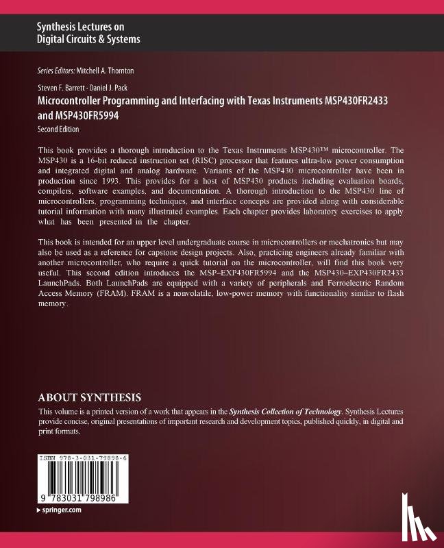 Barrett, Steven F., Pack, Daniel J. - Microcontroller Programming and Interfacing with Texas Instruments MSP430FR2433 and MSP430FR5994