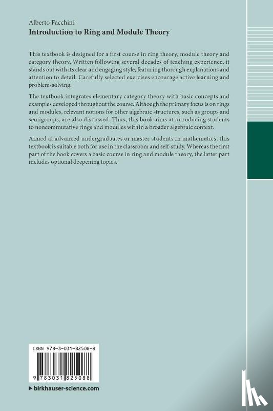 Facchini, Alberto - Introduction to Ring and Module Theory
