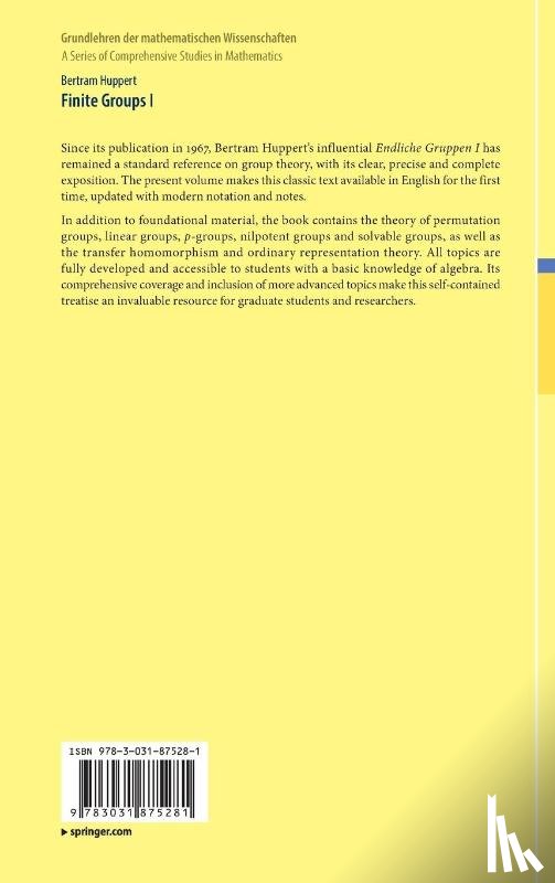 Huppert, Bertram - Finite Groups I
