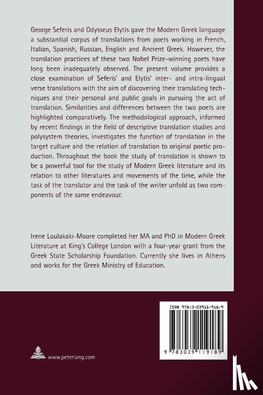 Loulakaki, Irene - Seferis and Elytis as Translators