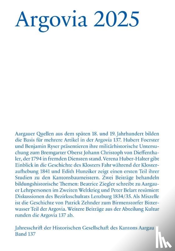  - Argovia 2025