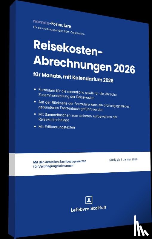  - Reisekostenabrechnungen 2026 mit Kalendarium