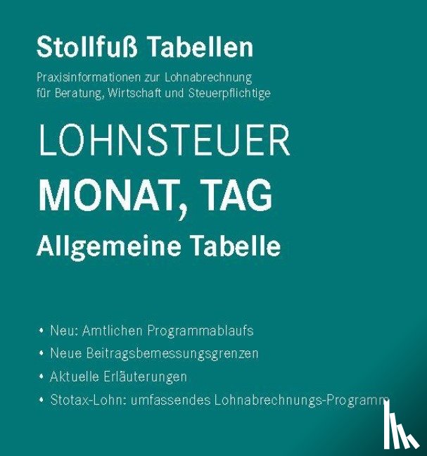  - Tabelle, Lohnsteuer 2025 Monat, Tag Sonderausgabe August