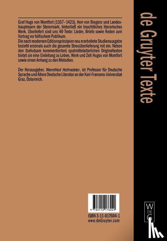 Hugo von Montfort - Das poetische Werk