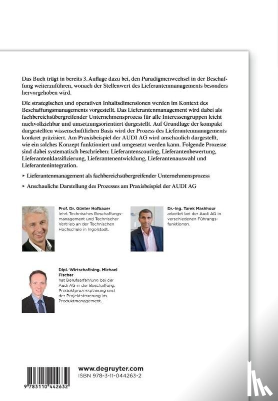 Hofbauer, Gunter, Mashhour, Tarek, Fischer, Michael - Lieferantenmanagement