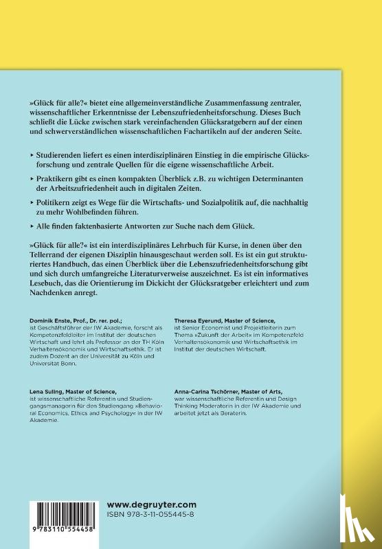Enste, Dominik H (Johannes Kepler Universitat Linz), Eyerund, Theresa, Suling, Lena, Tschoerner, Anna-Carina - Gluck fur Alle?