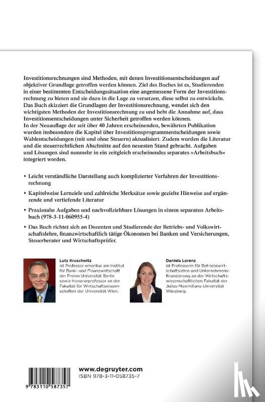 Kruschwitz, Lutz (Institut fur Bank- und Finanzwirtschaft, Lorenz, Daniela - Investitionsrechnung