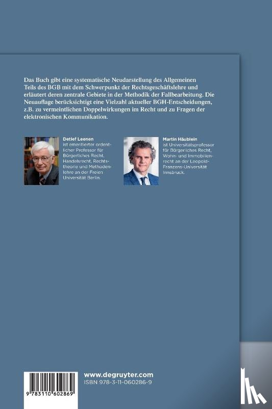 Leenen, Detlef, Haublein, Martin - BGB Allgemeiner Teil