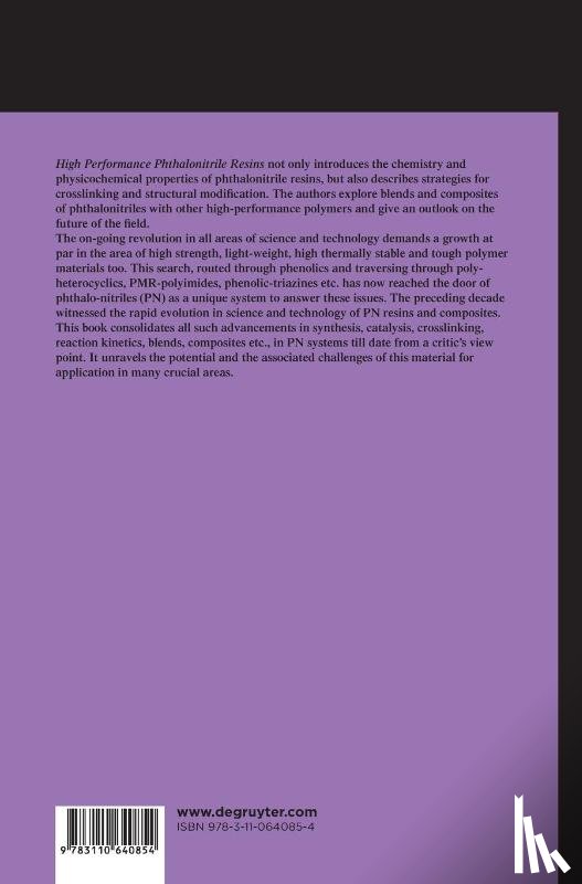 Dhanya, Augustine, Nair, C. P. Reghunadhan, Mathew, Dona, Chandran, Satheesh - High Performance Phthalonitrile Resins