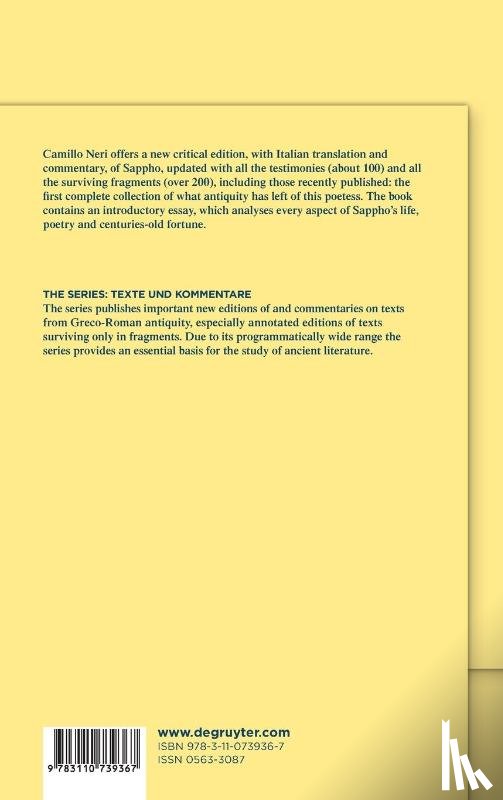 Neri, Camillo - Saffo - testimonianze e frammenti