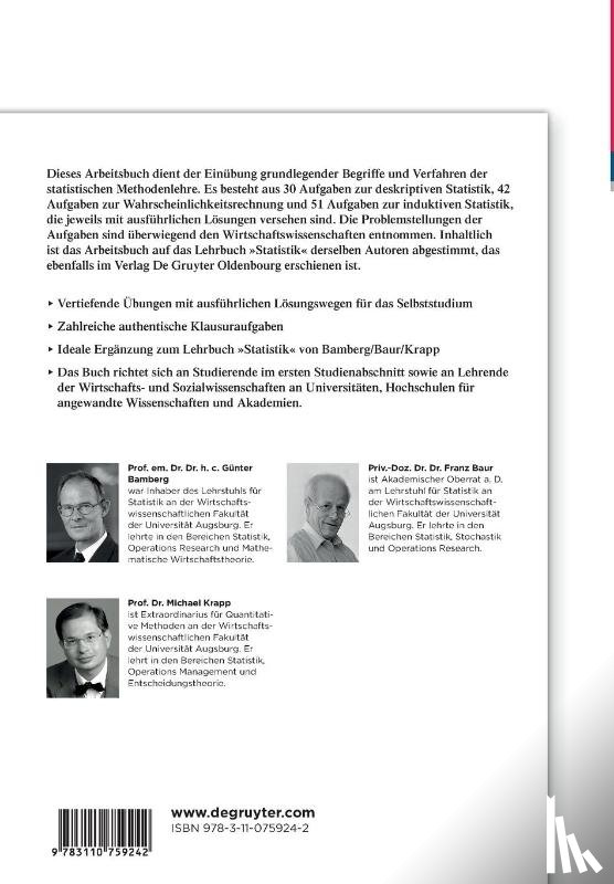 Bamberg, Gunter, Baur, Franz, Krapp, Michael - Statistik-Arbeitsbuch