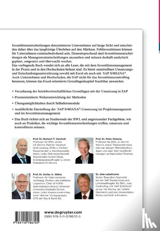 Varnholt, Norbert, Hoberg, Peter, Wilms, Stefan, Lebefromm, Uwe - Investitionsmanagement