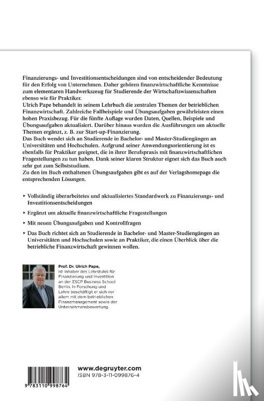 Pape, Ulrich - Grundlagen der Finanzierung und Investition